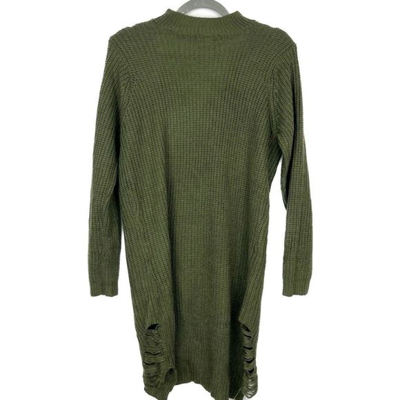 Distressed Dark Green Sweater Dress Size 1X - Picture 2 of 3